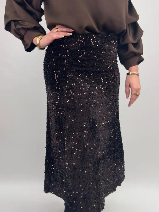 GEMINI KELDA Paljettprydd Midikjol Svart