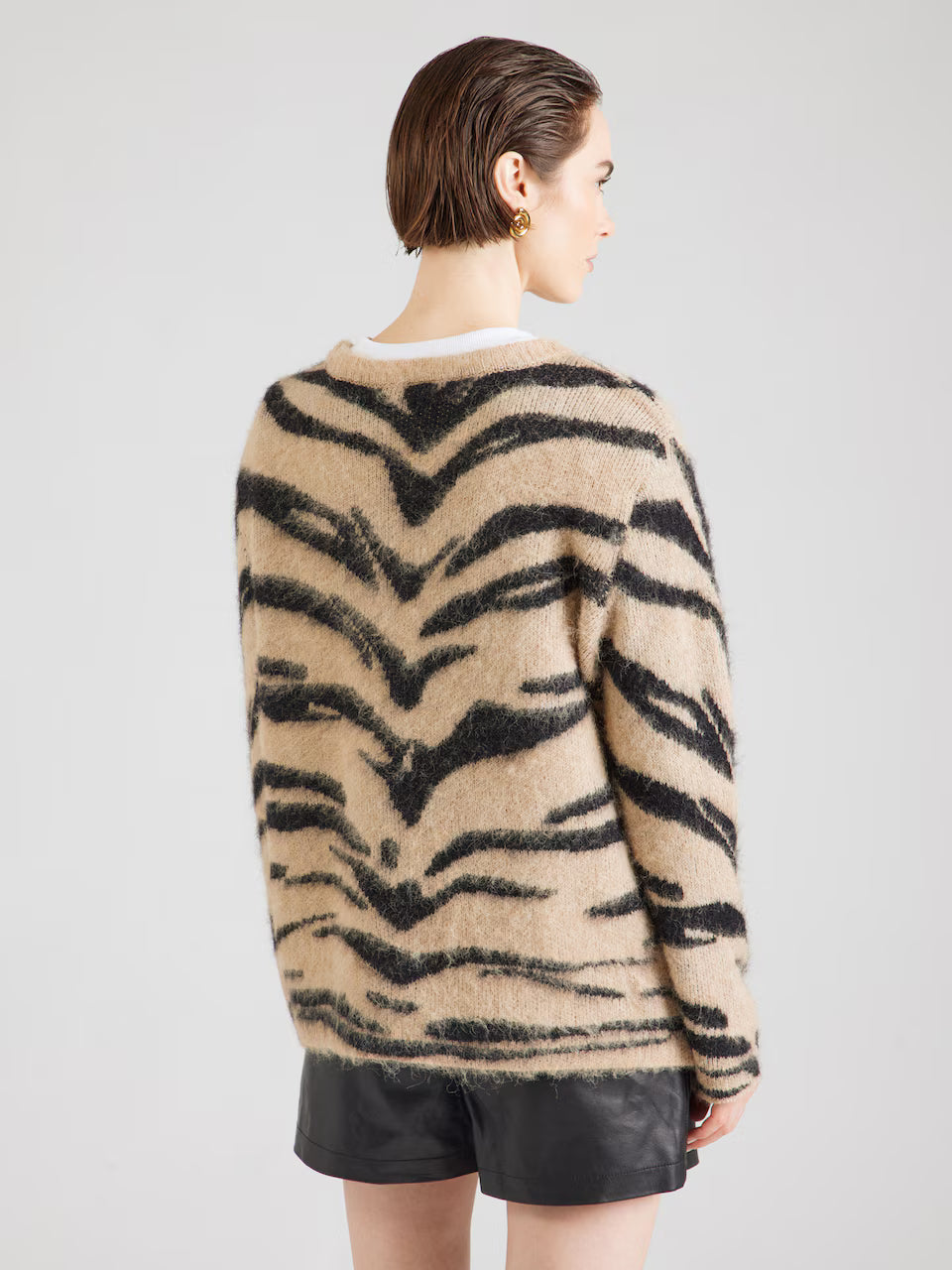 ONLY COSTA Stickad Tröja Brun/Svart 15358393