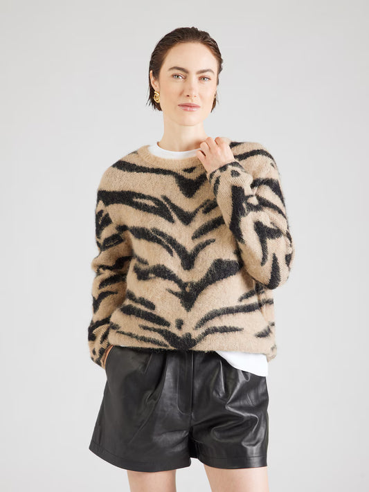 ONLY COSTA Stickad Tröja Brun/Svart 15358393