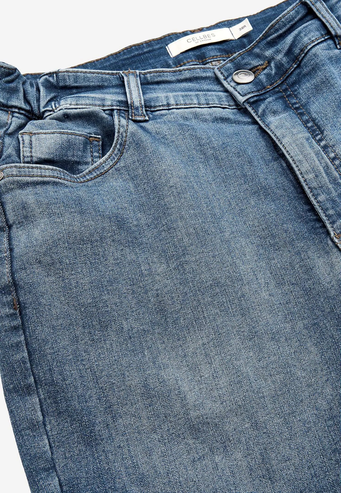 CELLBES Ljusblå Jeans med resår i sidorna