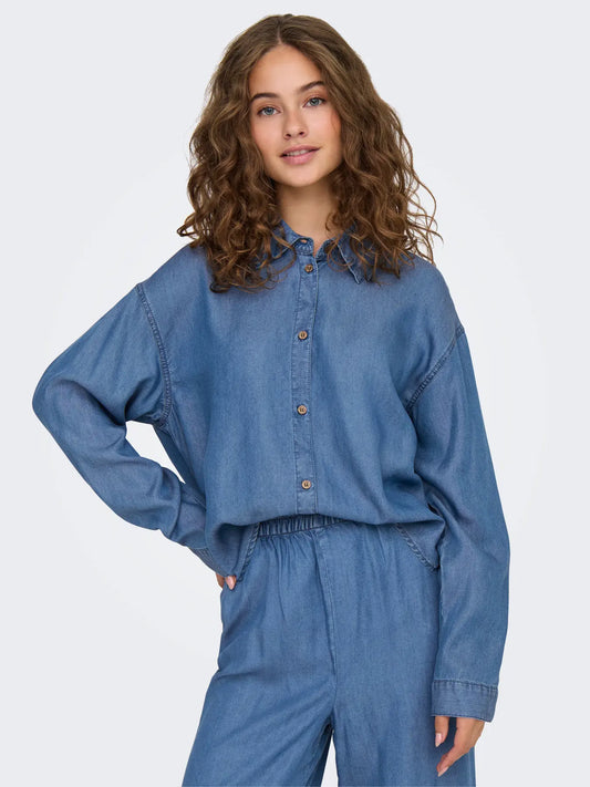 ONLY CHARIS LIFE LS Skjorta Medium Blå Denim