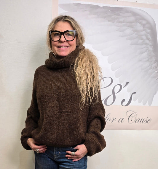 FASHION FOR A CAUSE LAMARA Stickad Polo Coffee