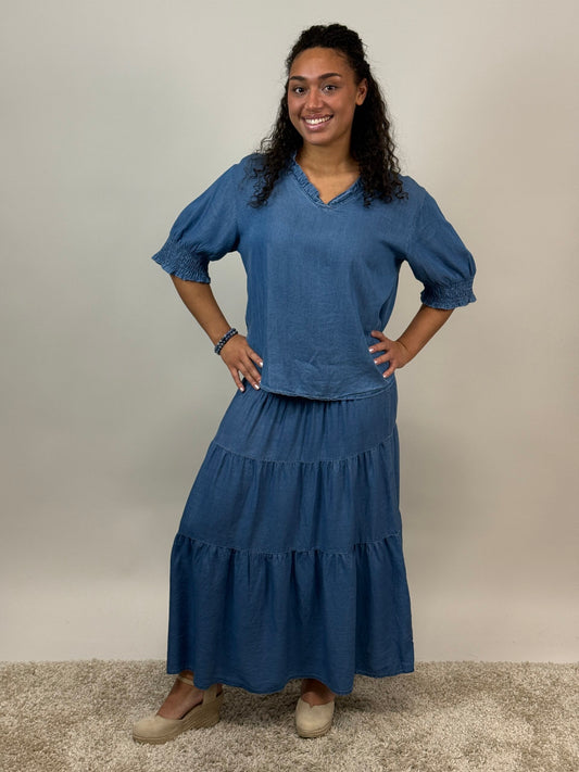 MIX BY HEART KJOL LOUISE 314  JEANS BLÅ