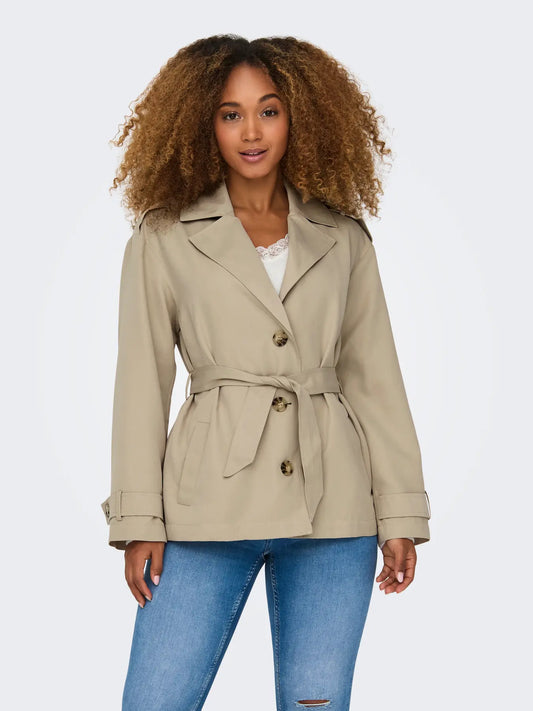ONLY LINE Kort Trenchcoat Humus