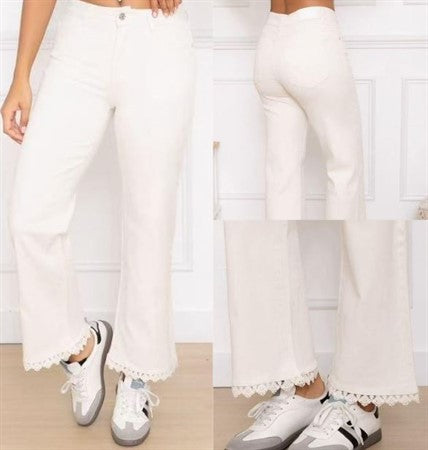 CARAMELLE JEANS m spets Beige M7320C