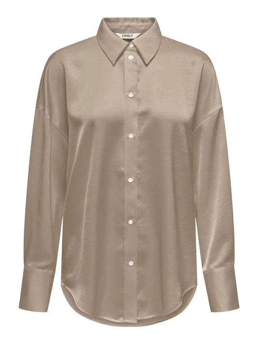 ONLY MARTA Satin Skjorta Beige