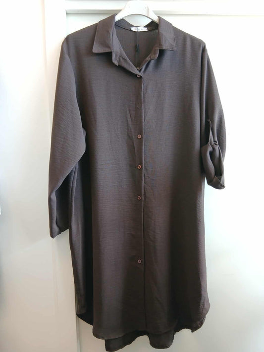 CARAMELLE Lång blus oversized Choko