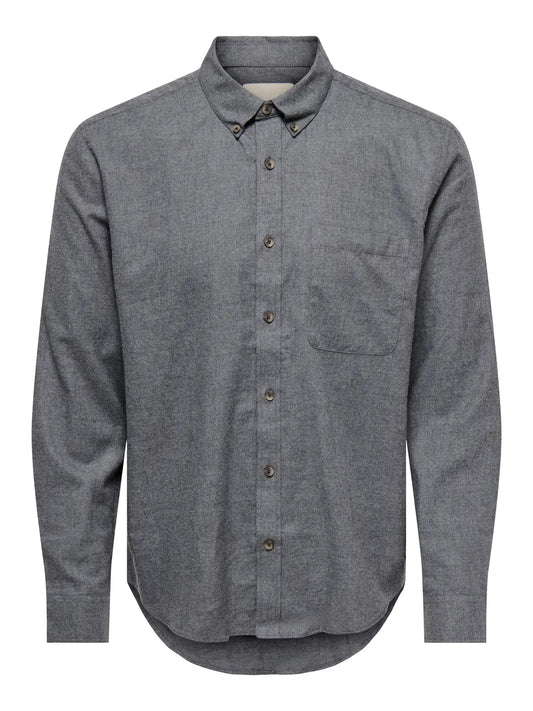 ONLY & SONS JUPITER LS SHIRT BLACK/MELANGE
