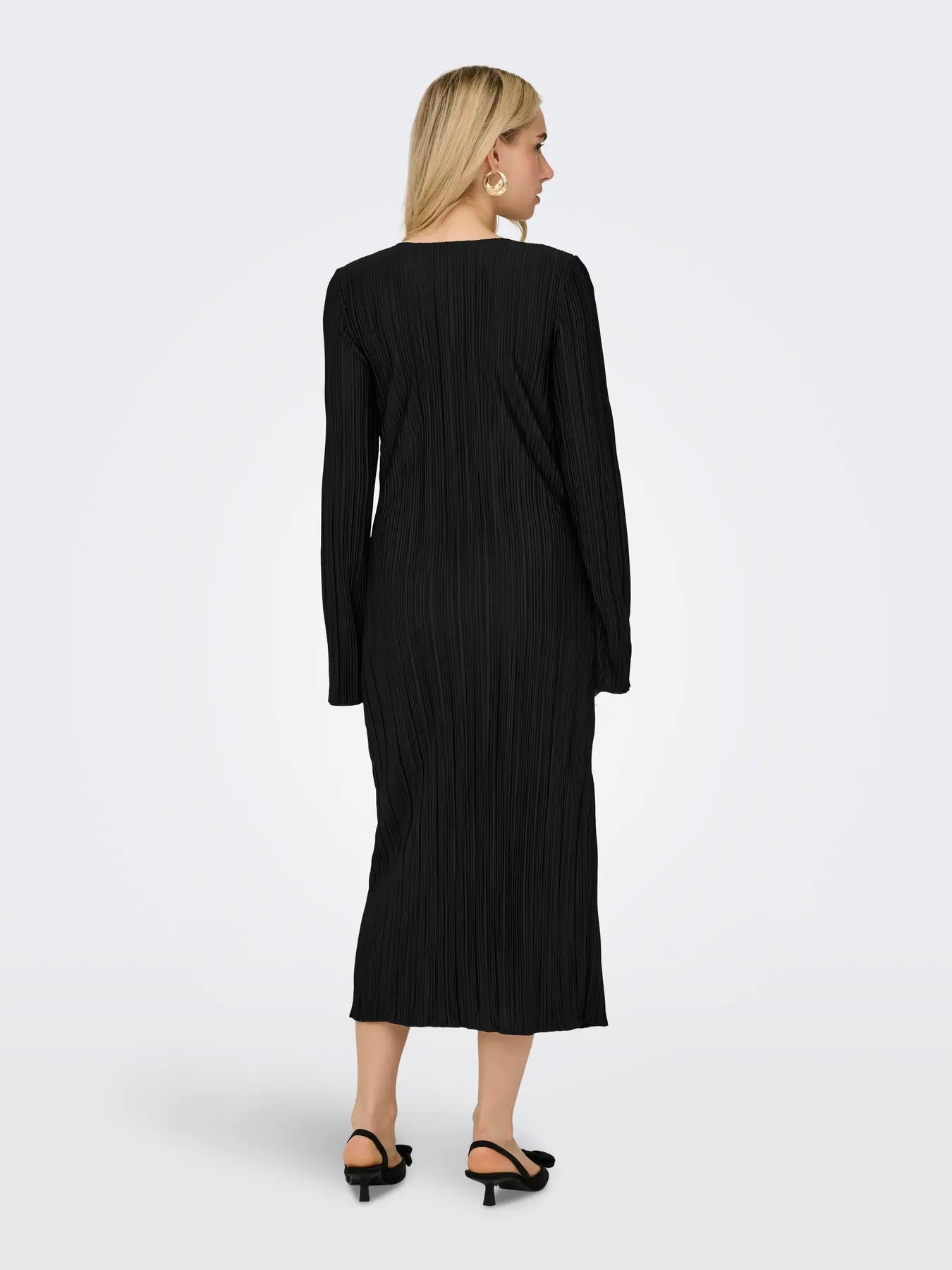 ONLY PERY L/S LONG DRESS BOAT NECK BLACK