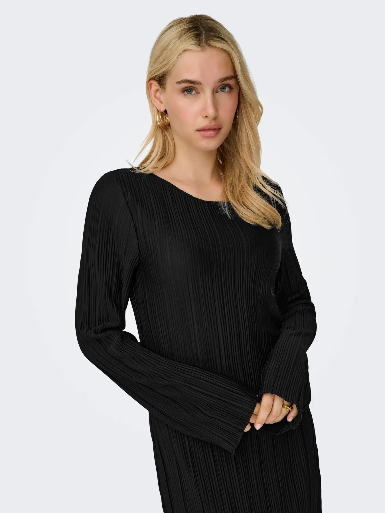 ONLY PERY L/S LONG DRESS BOAT NECK BLACK