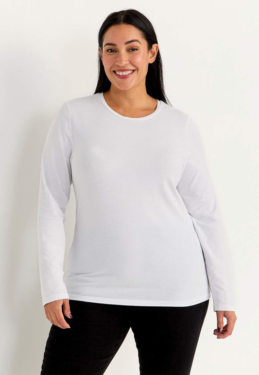 CELLBES FRIDA Långärmad trikåtopp i ekologisk bomull Vit 617772-0002