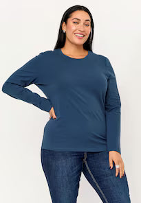 CELLBES FRIDA Långärmad trikåtopp i ekologisk bomull Mörkblå 617772-0021