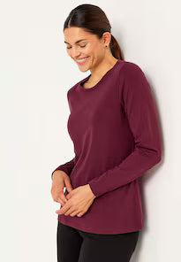 CELLBES FRIDA Långärmad trikåtopp i ekologisk bomull Vinröd 617772-0025