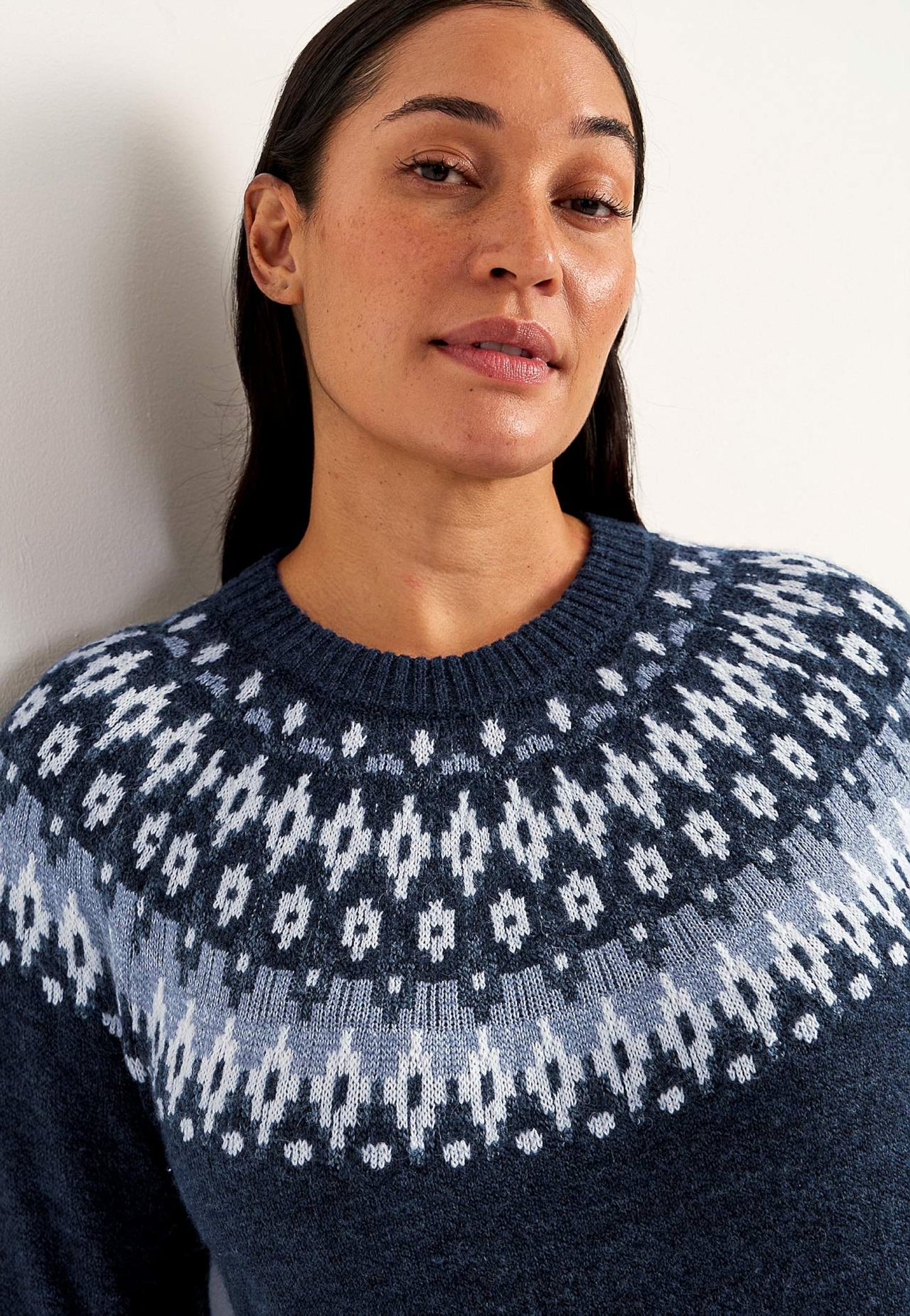 CELLBES Klänning Stickad, jacquardmönstrad Marin 7010020165