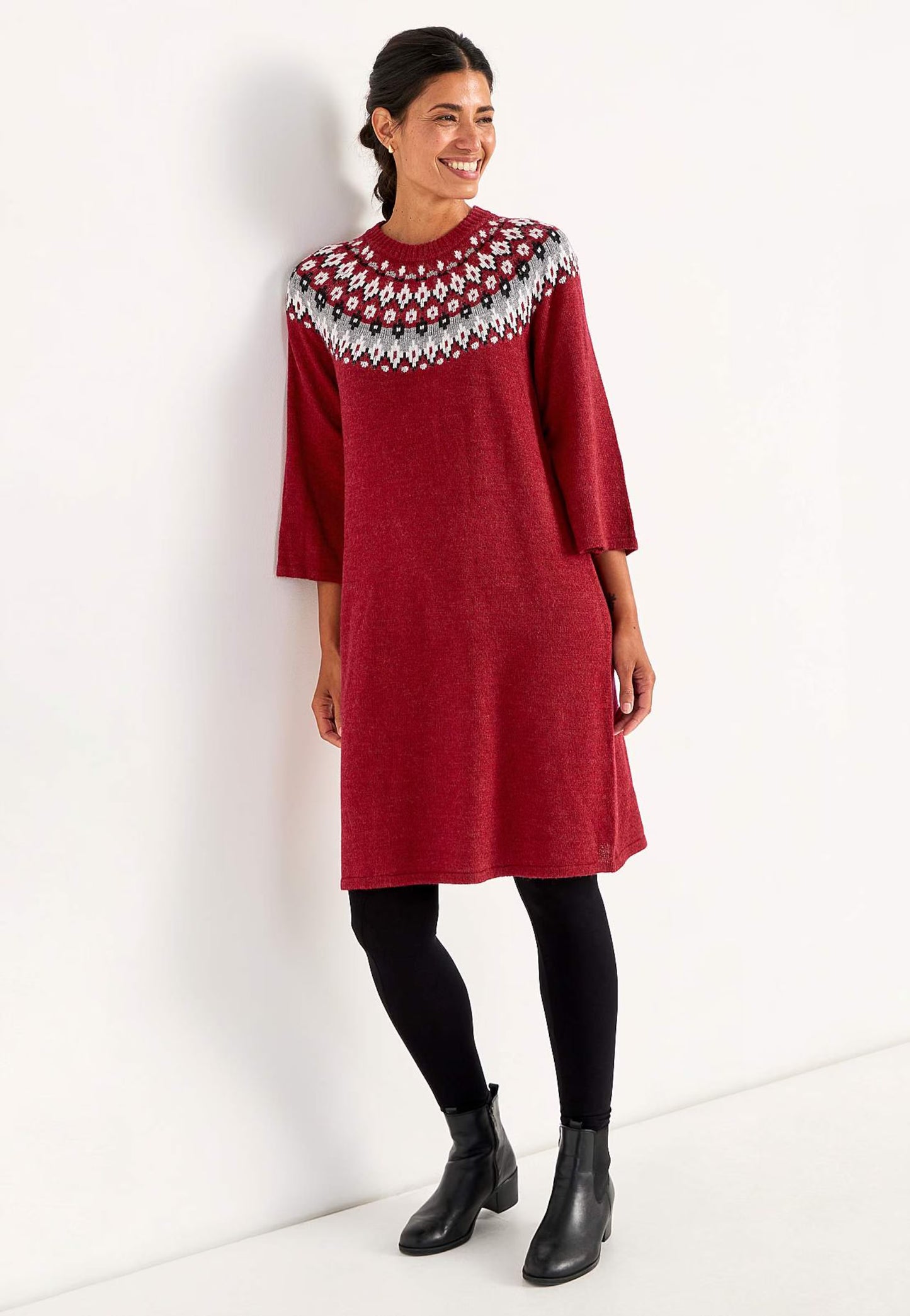 CELLBES Klänning Stickad, jacquardmönstrad Röd 7010020324