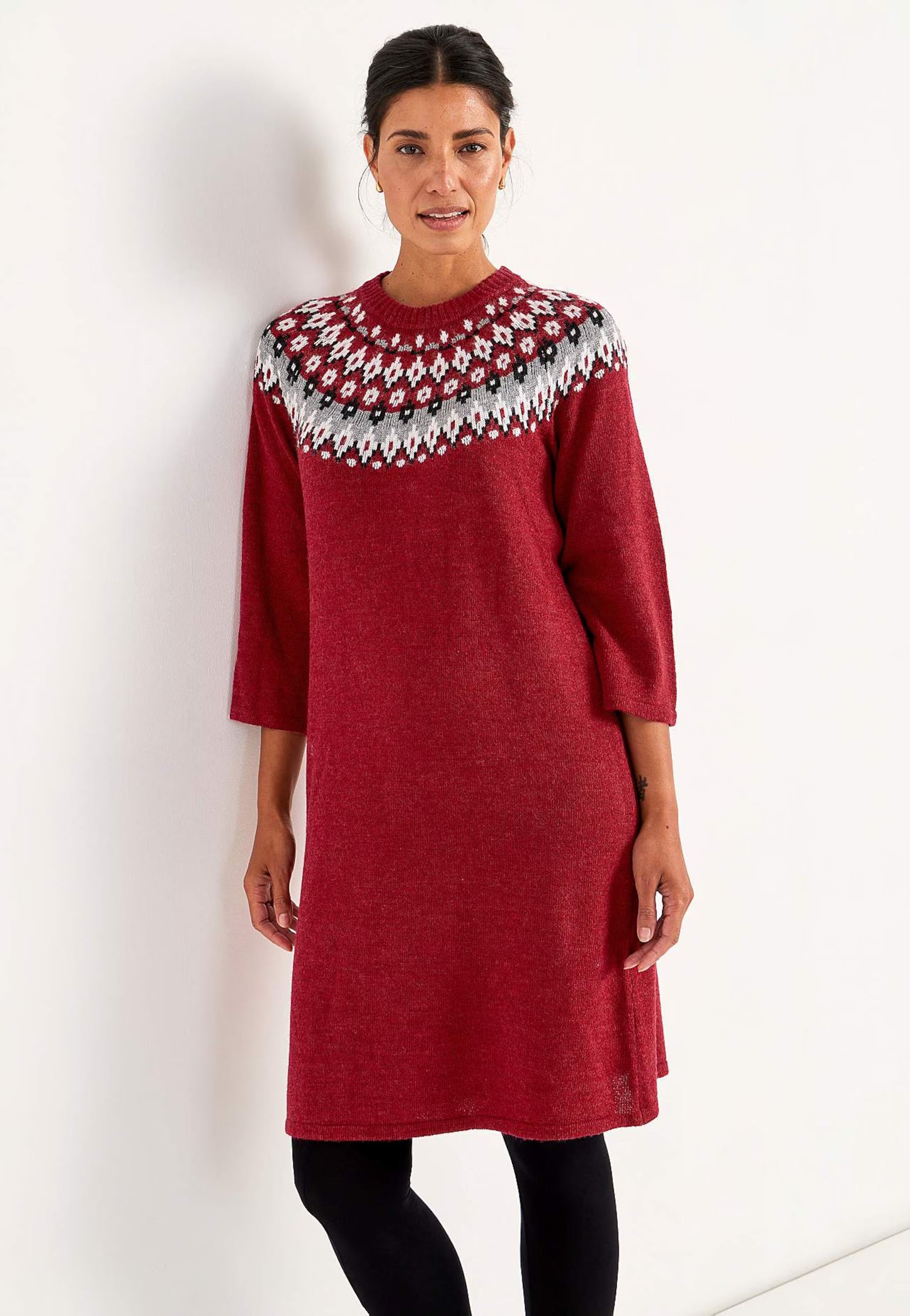 CELLBES Klänning Stickad, jacquardmönstrad Röd 7010020324