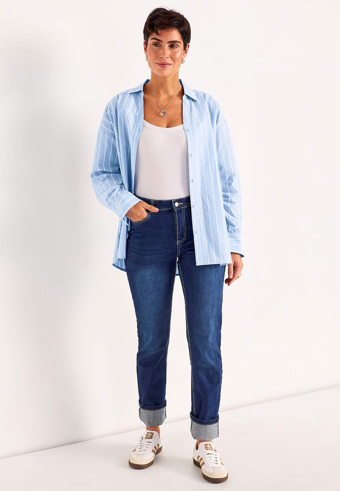 CELLBES SABINA 701421 SHIRT TUNIC BLÅ/VIT