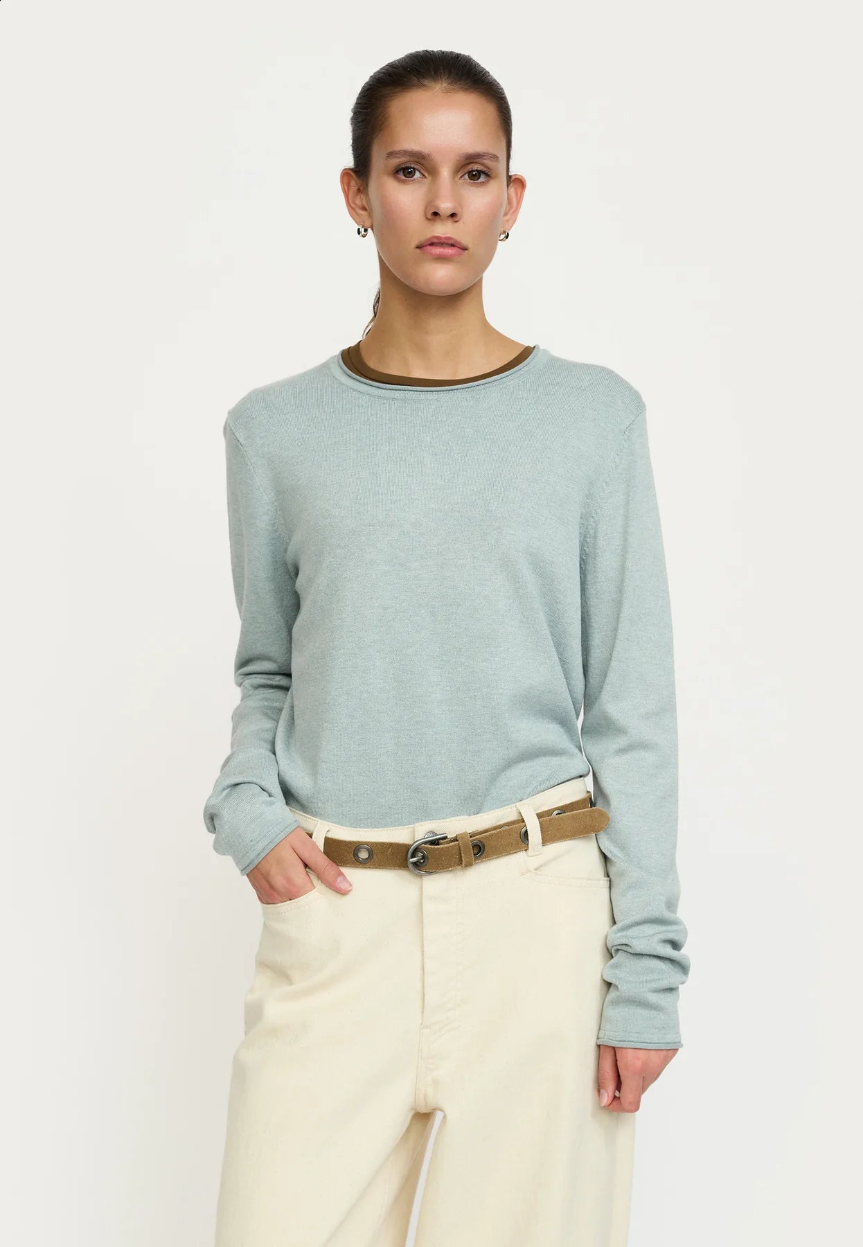 SR MARLA SR219-208 O-NECK ROLL EDGE KNIT