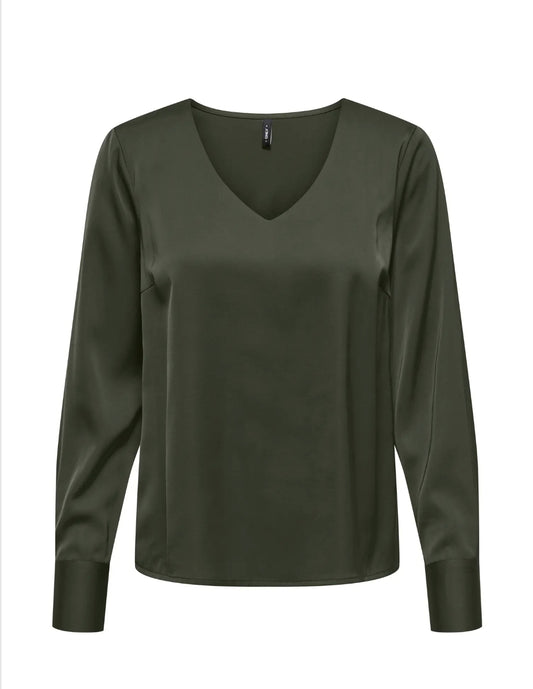 ONLY MIKA VIS Satin V-neck Top 15361191