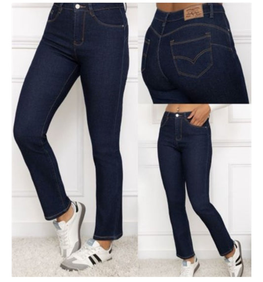 CARAMELLE DENIM STYLE JEANS STRAIGHT Y6508T MÖRKBLÅ