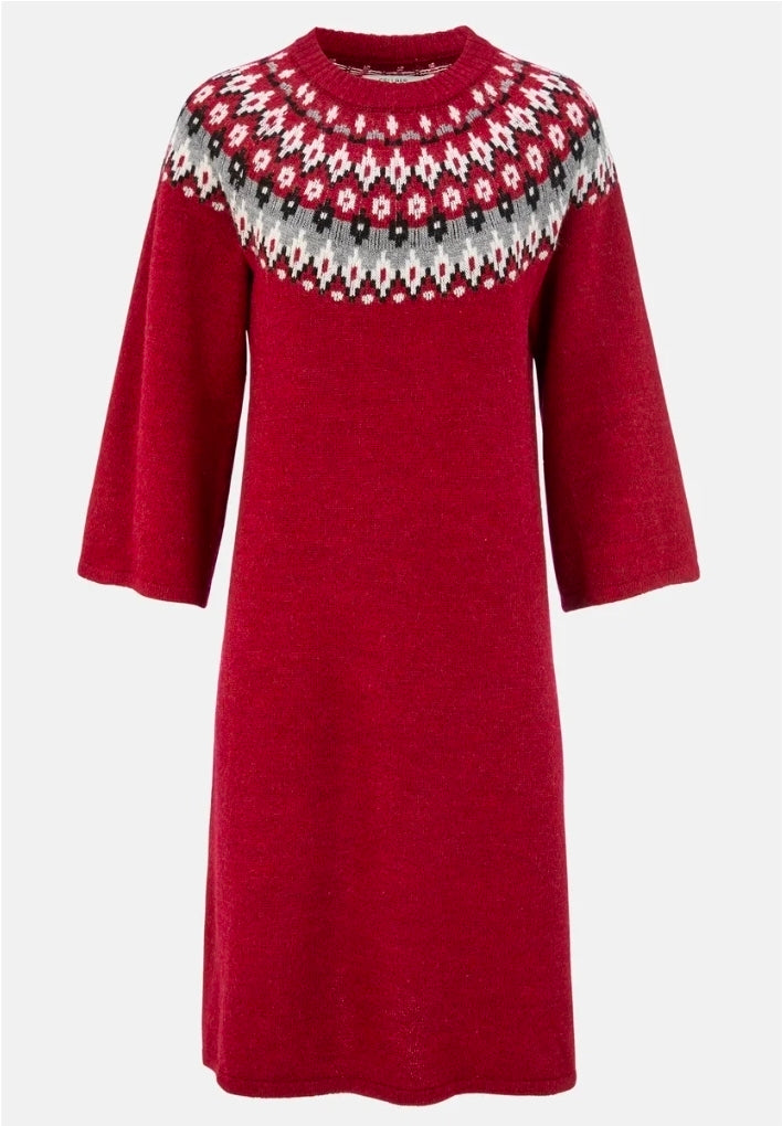 CELLBES Klänning Stickad, jacquardmönstrad Röd 7010020324