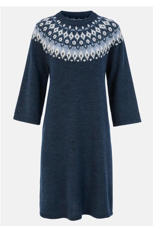 CELLBES Klänning Stickad, jacquardmönstrad Marin 7010020165