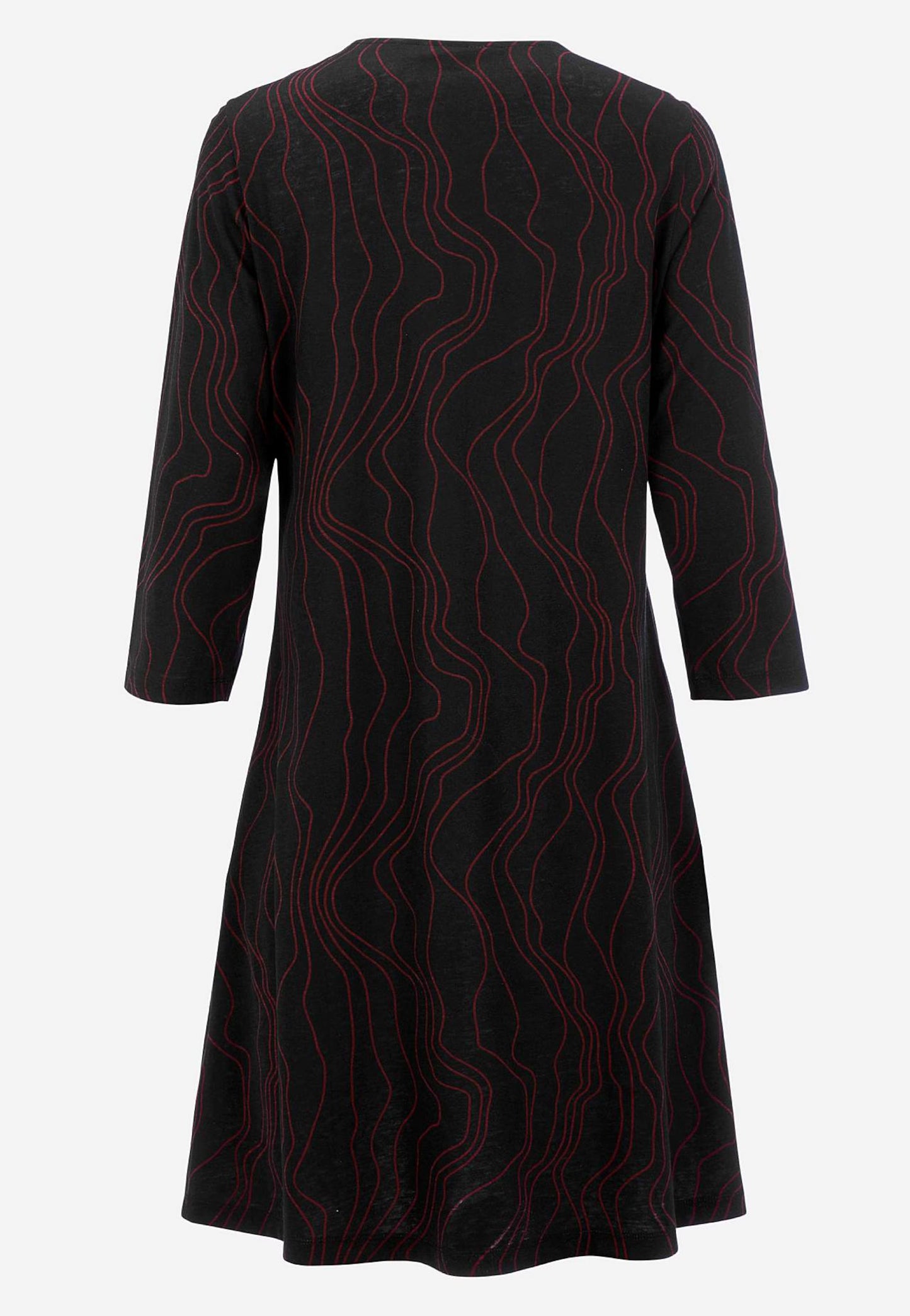 CELLBES ETNA V-ringad Trikåklänning  Svart/Vinröd/Mönstrad 700521