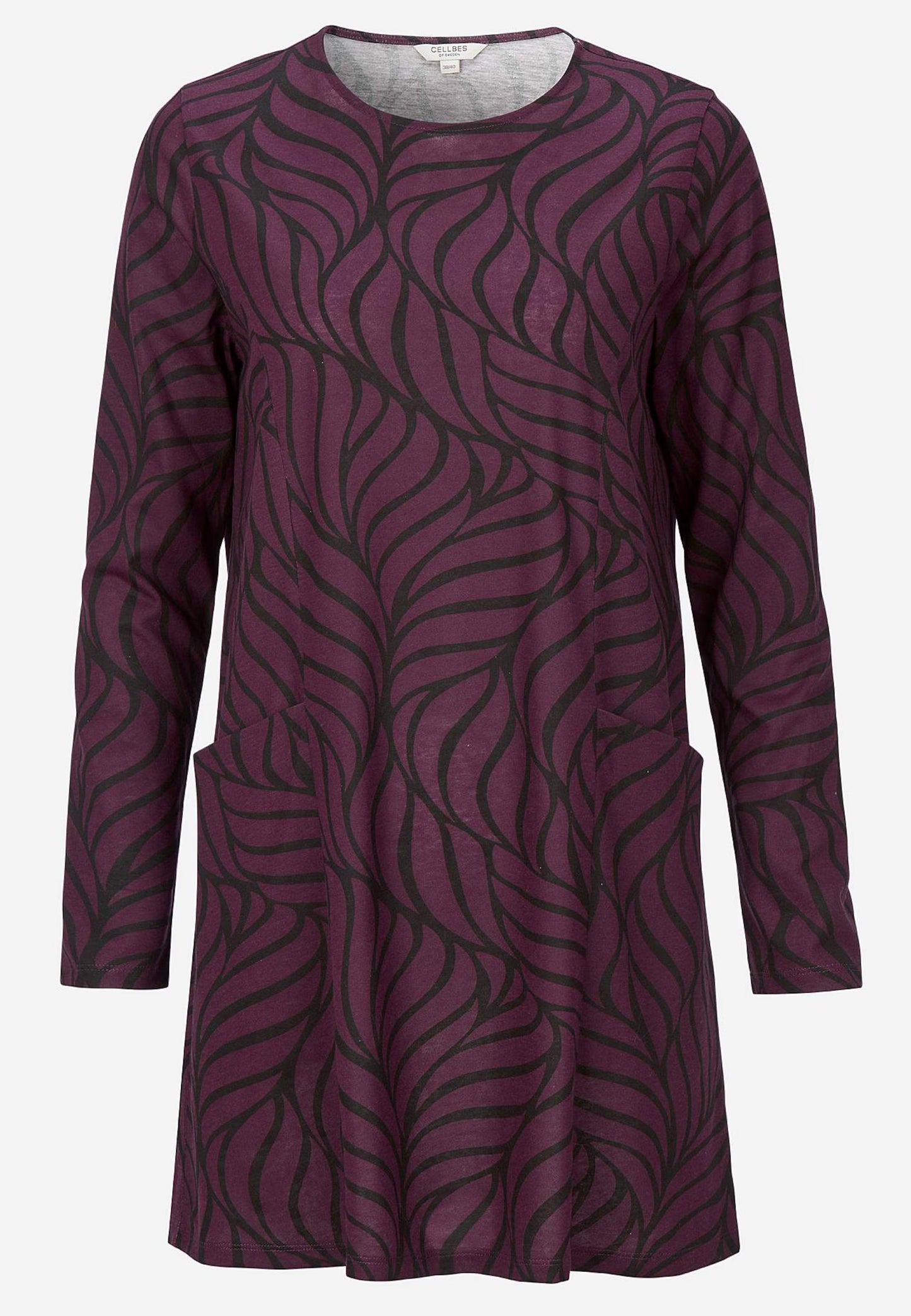 CELLBES Trikåtunika med fickor Lila/Mönstrad 700641