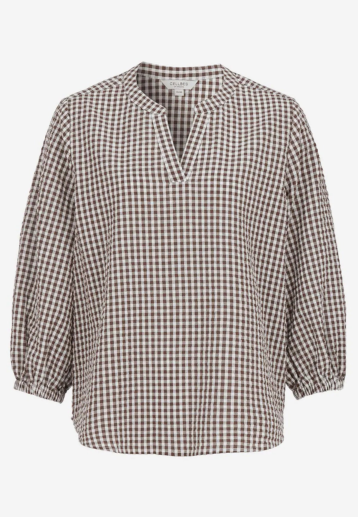 Cellbes Elly 701368-0010 brun smårutig blus