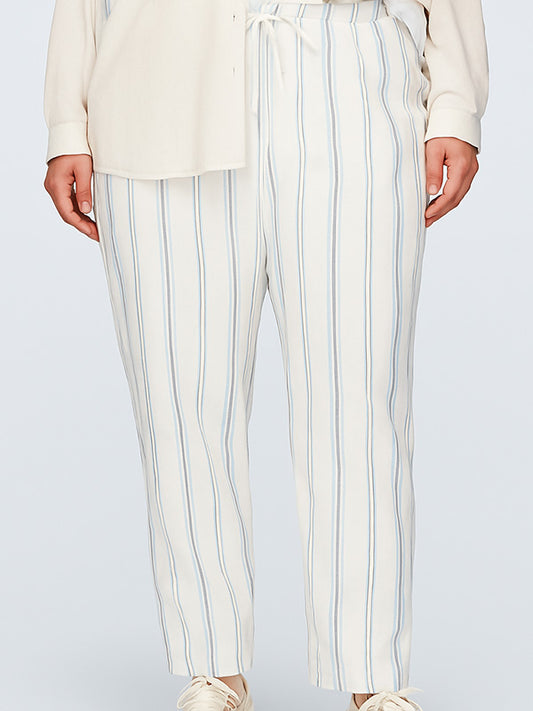 CARMAKOMA SIESTA Pull-Up Byxor Randiga Cloud Blue / Cloud Dancer