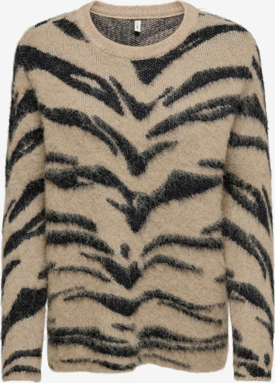 ONLY COSTA Stickad Tröja Brun/Svart 15358393