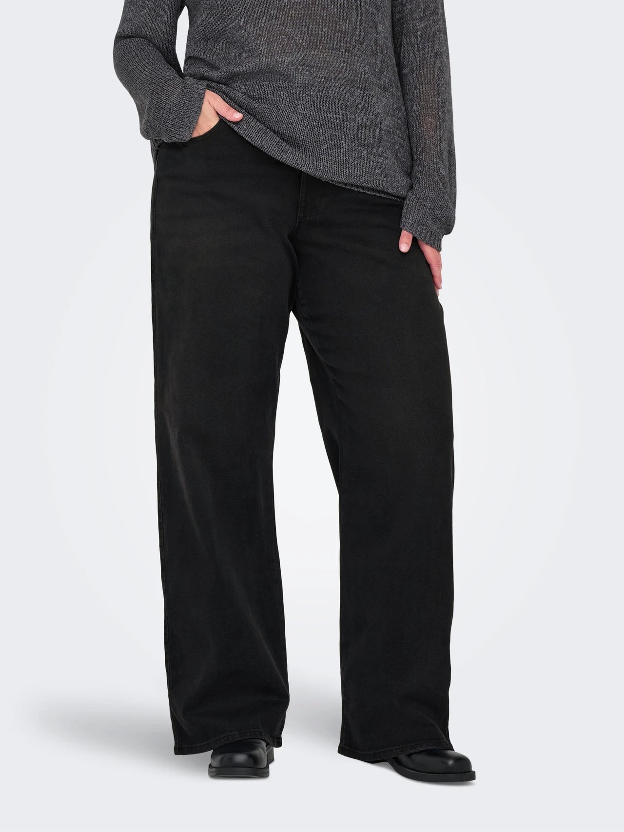 CARMAKOMA SNOW Jeans Hög midja Vida ben Svarta/Washed Black 15353147