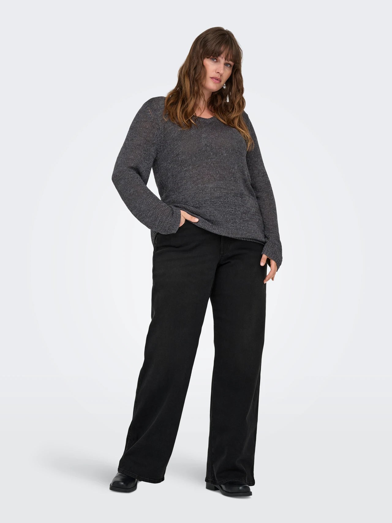 CARMAKOMA SNOW Jeans Hög midja Vida ben Svarta/Washed Black 15353147