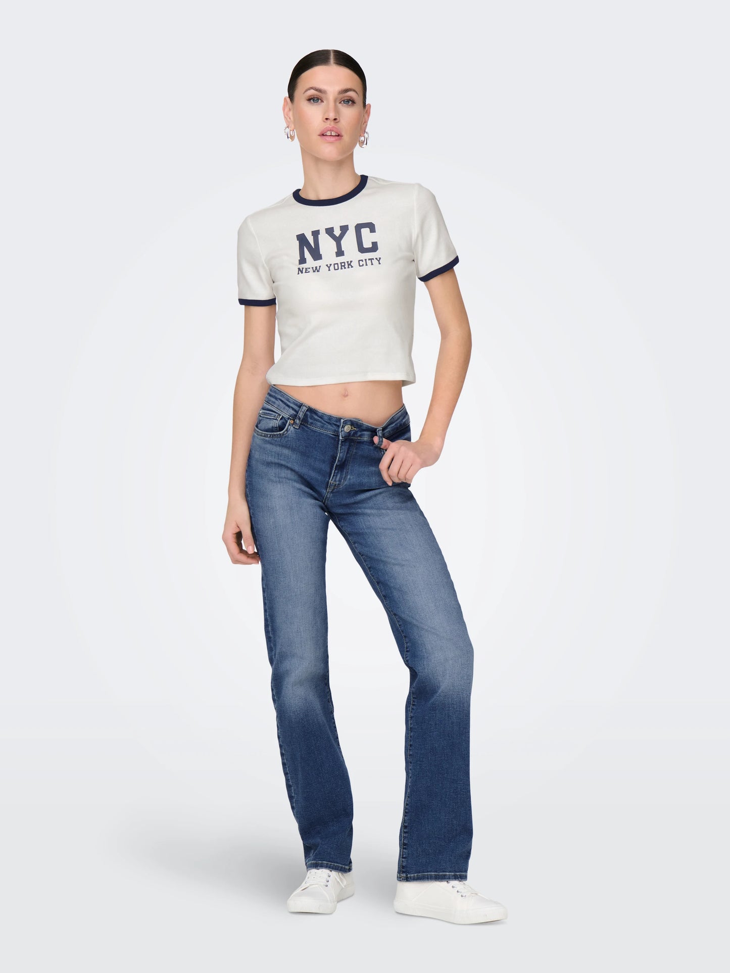 ONLY ALICIA Medelhög midja Rak passform Jeans Medium Blue