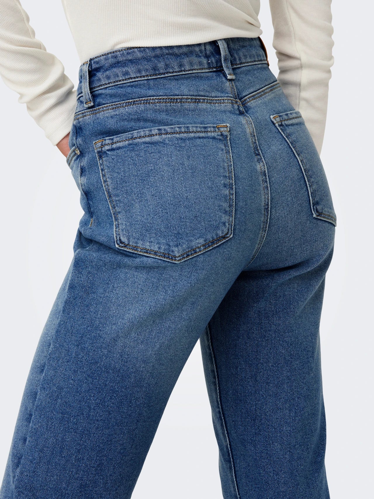 ONLY EMILY Medium Blue Hög midja Rak passform Jeans