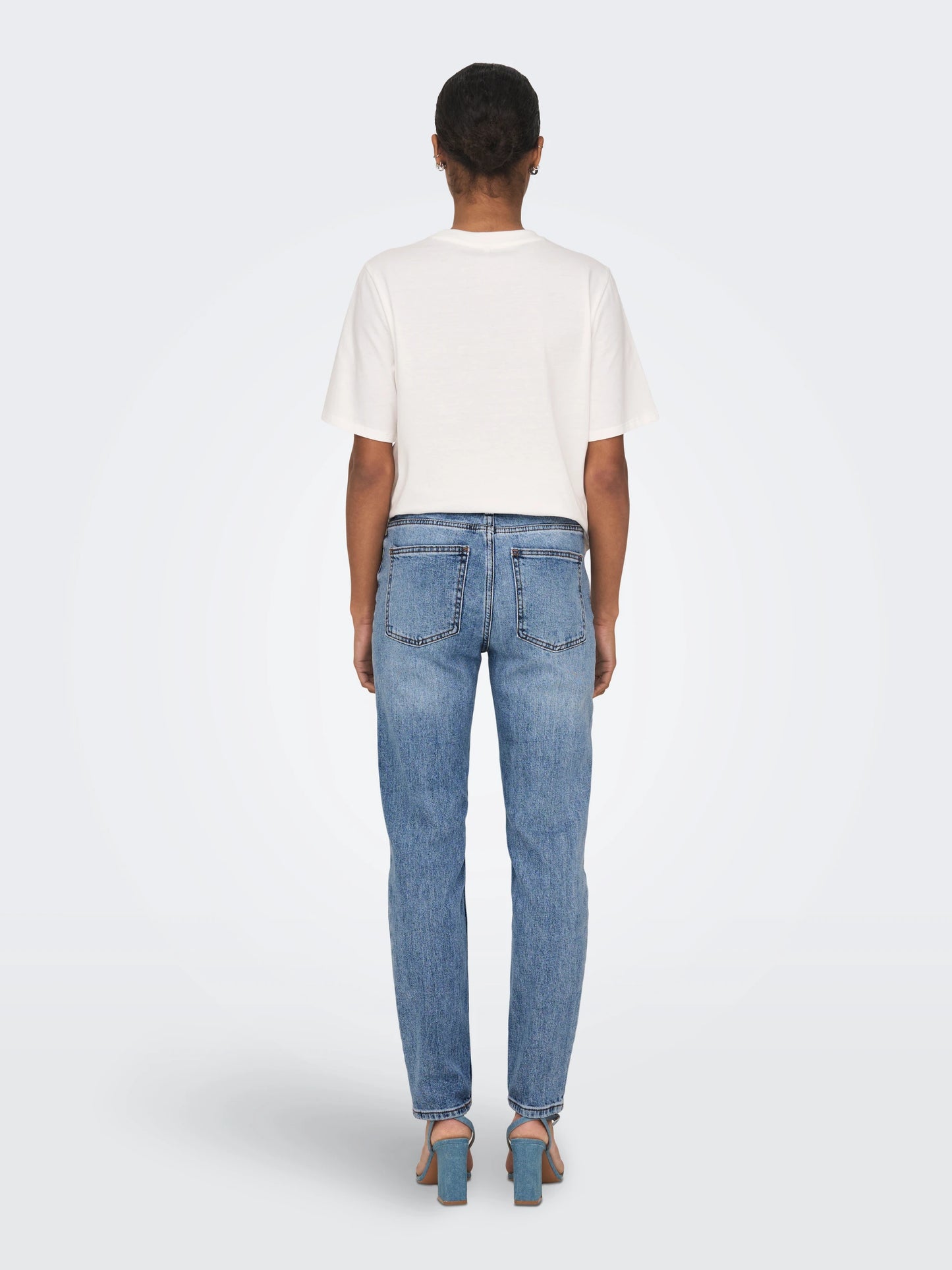 ONLY EMILY Medium Blue Hög midja Rak passform Jeans