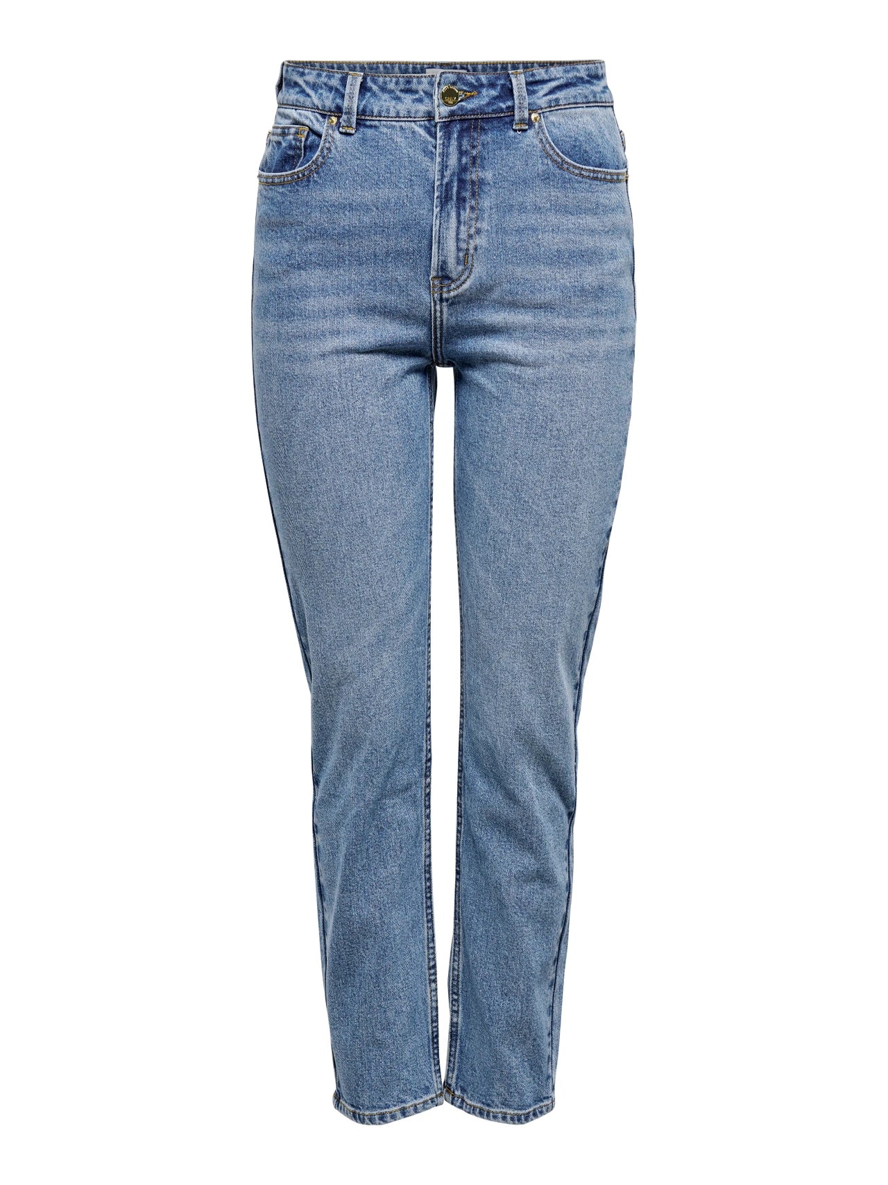 ONLY EMILY Medium Blue Hög midja Rak passform Jeans