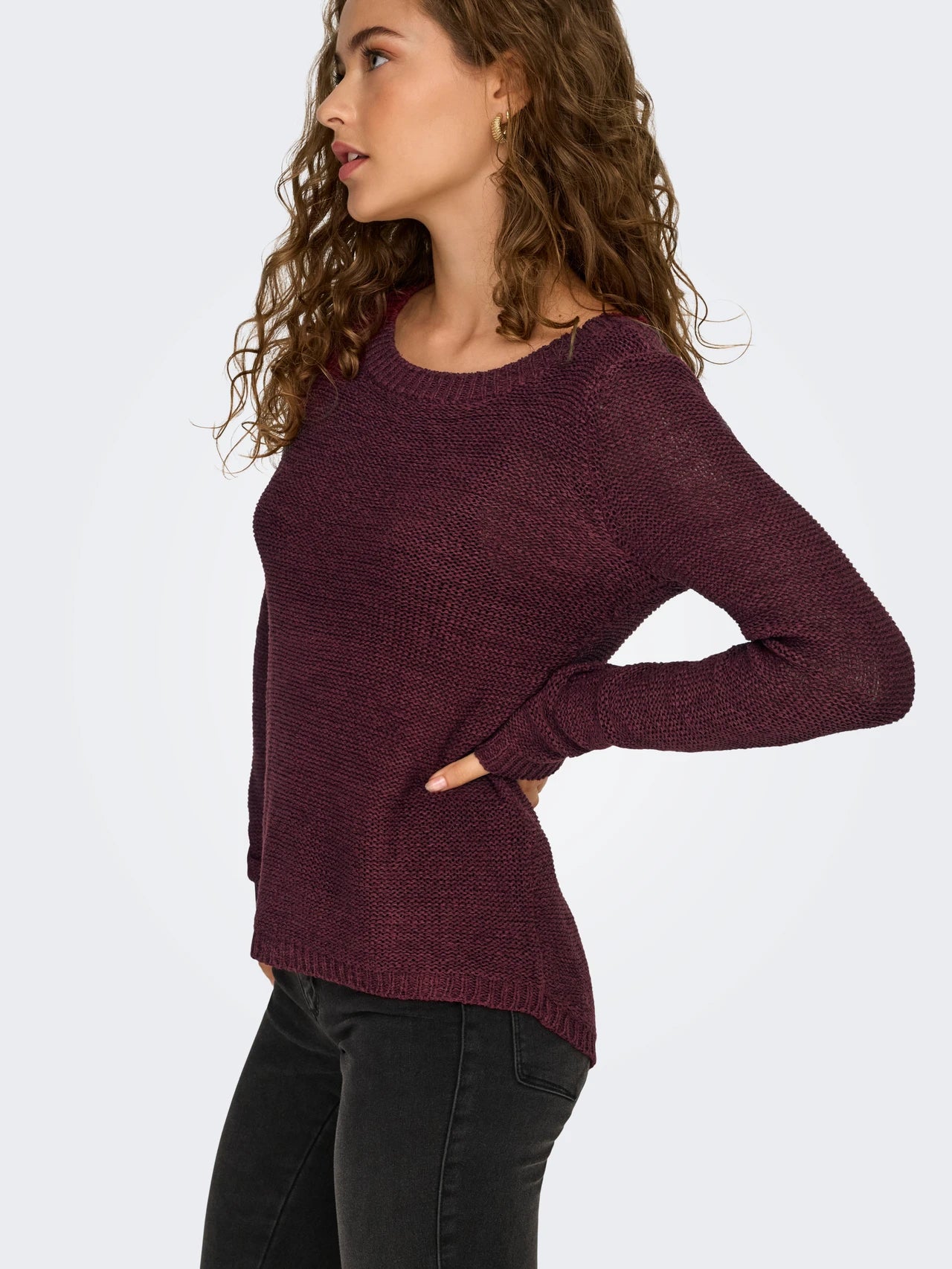 ONLY GEENA Stickad tröja Lila/Cabernet 15113356