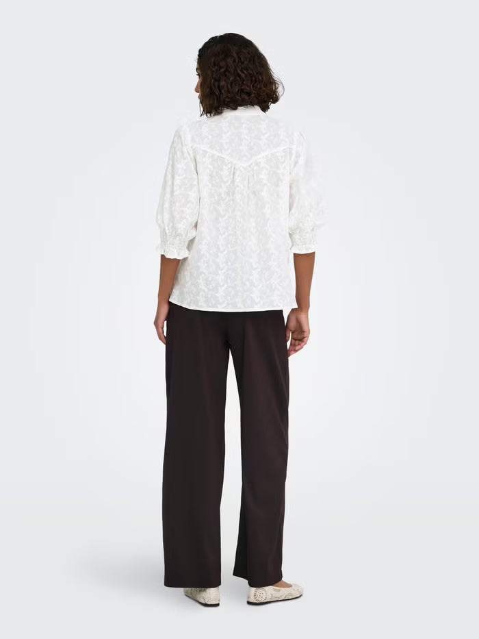 ONLY RAYA 15383962 3/4 EMBROIDERY SHIRT WHITE