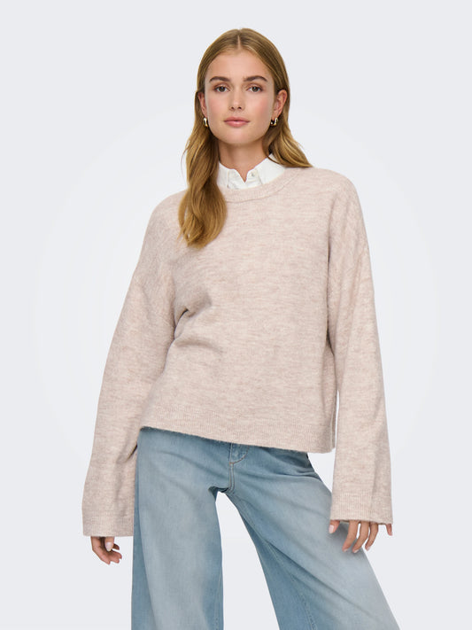 ONLY SIMONI Stickad Tröja Beige