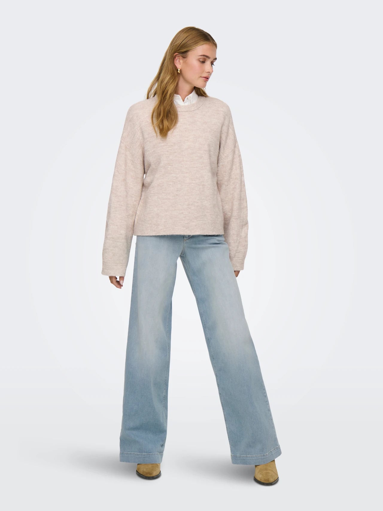 ONLY SIMONI Stickad Tröja Beige