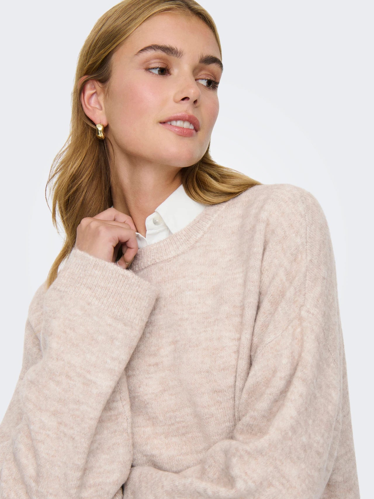 ONLY SIMONI Stickad Tröja Beige