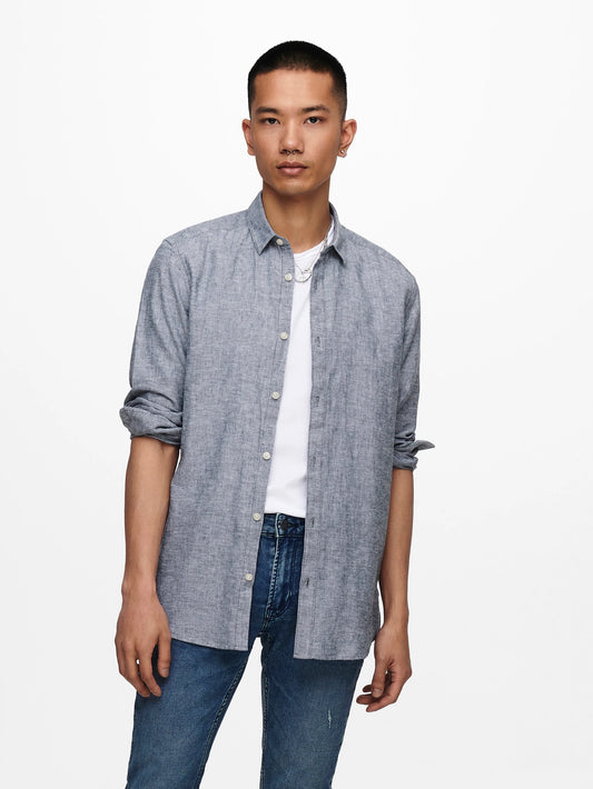 ONLY & SONS CAIDEN Skjorta Blå Långärmad