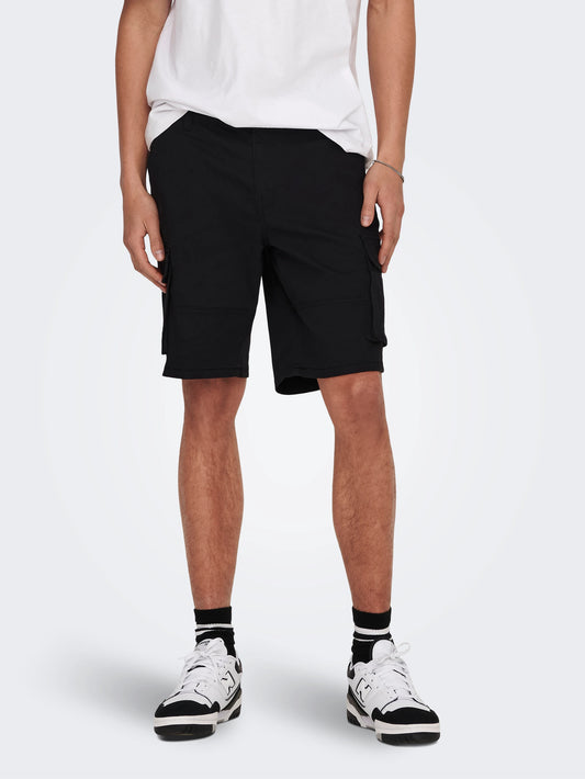 ONLY & SON SCAM Cargo Shorts Normal passform Svart