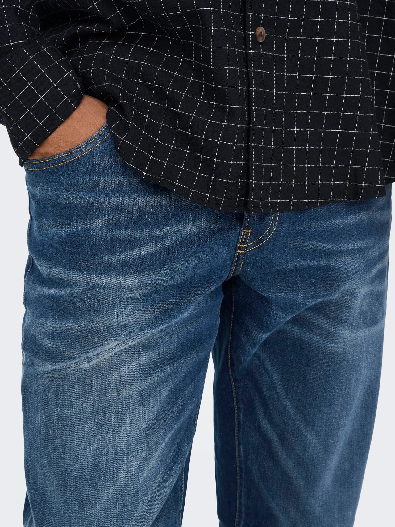 ONLY & SONS WEFT Jeans Medelhög midja Normal passform Blått/Dark Blue Denim 22030036