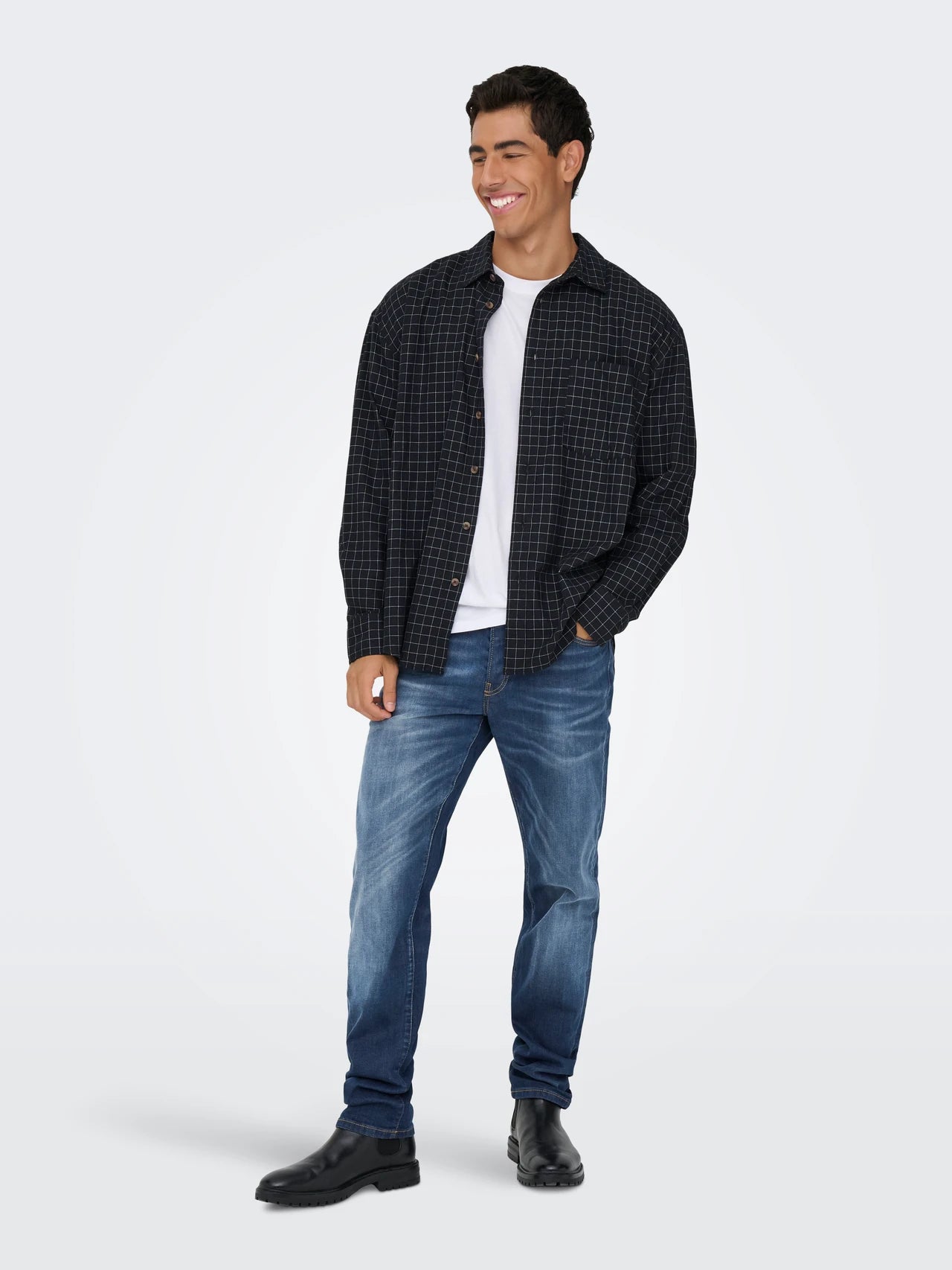 ONLY & SONS WEFT Jeans Medelhög midja Normal passform Blått/Dark Blue Denim 22030036