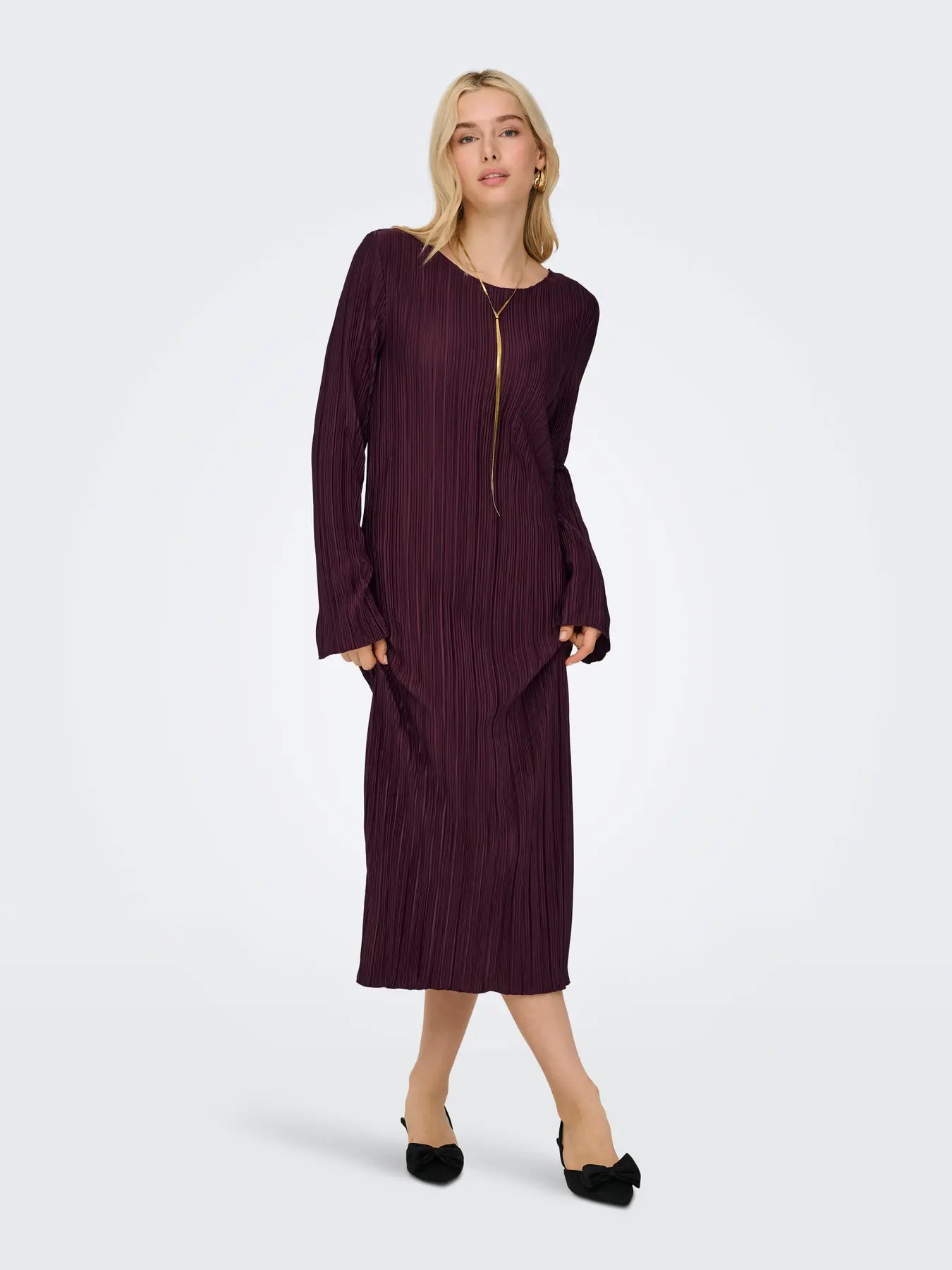 ONLY PERY L/S LONG DRESS BOAT NECK WINETASTING
