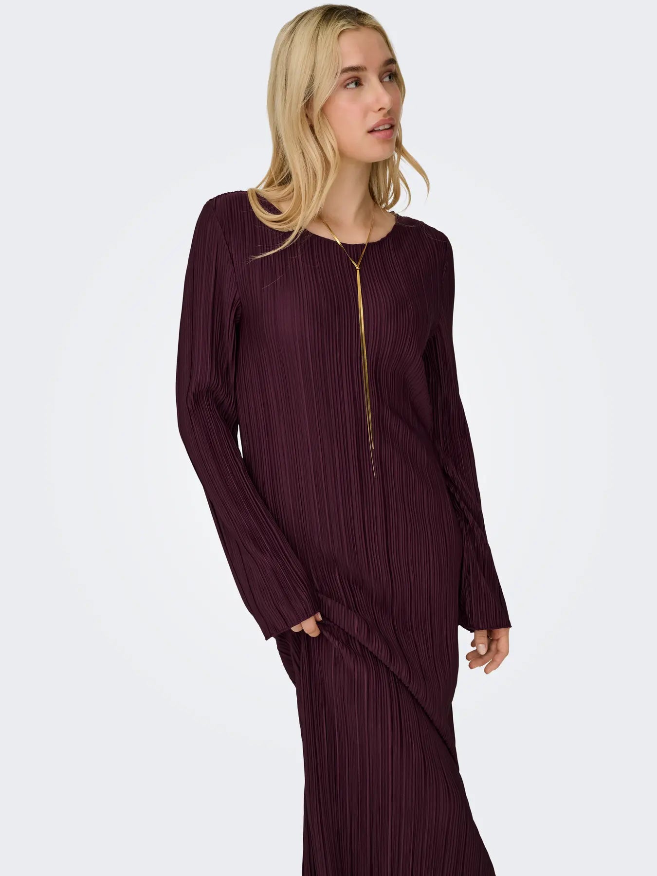 ONLY PERY L/S LONG DRESS BOAT NECK WINETASTING