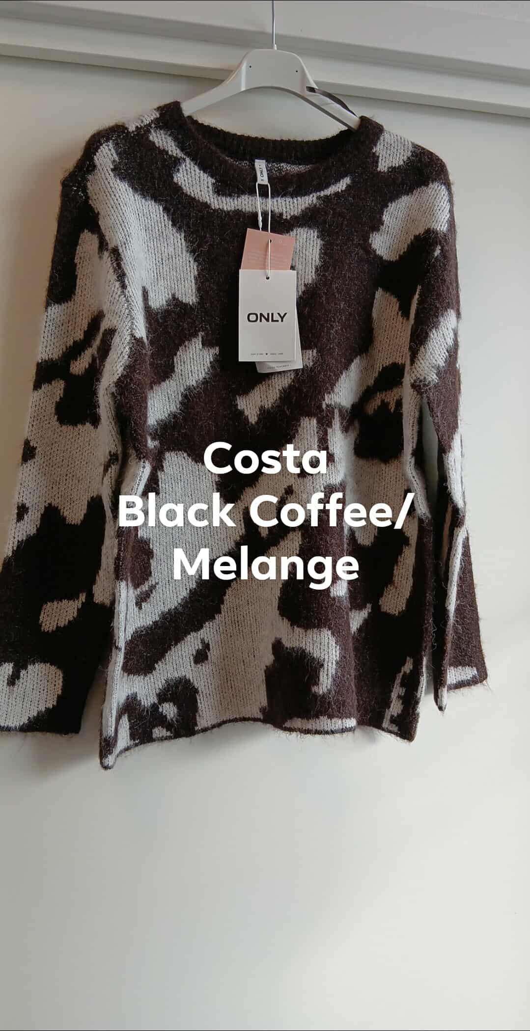 ONLY COSTA Stickad Tröja Brun/Vit