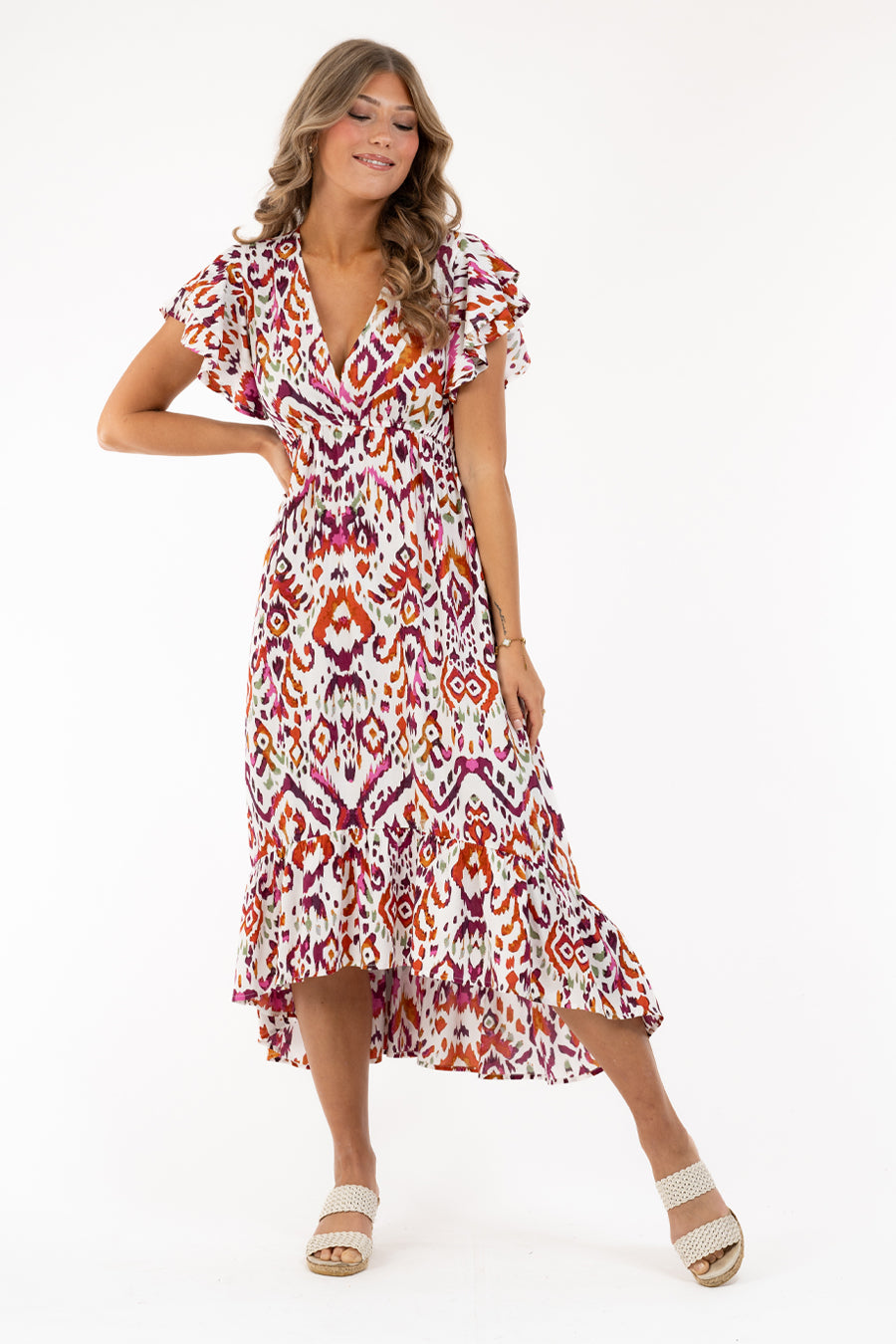 CAPRI COLLECTION Ailani Klänning – Creme/Berry